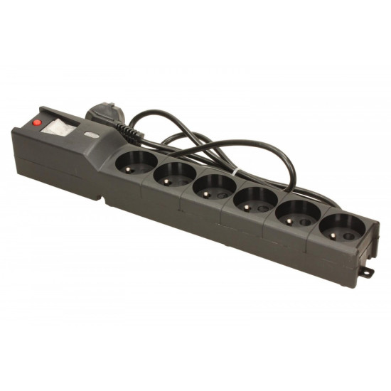 Listwa przeciwprzepięciowa LX 610, 1L, 1.5m, czarna