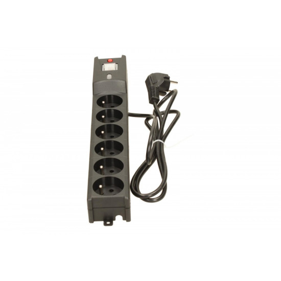 Listwa przeciwprzepięciowa LX 610, 1L, 1.5m, czarna