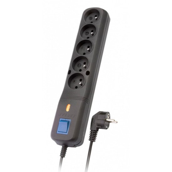 Listwa przeciwprzepięciowa LV-530W, 1L, 2.5m, czarna