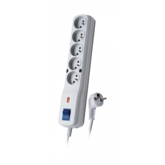 Listwa przeciwprzepięciowa LV-530W, 1L, 1.5m, szara