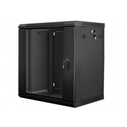 Szafa instalacyjna wisząca 19' 12U 600X450mm czarna (drzwi      szklane)