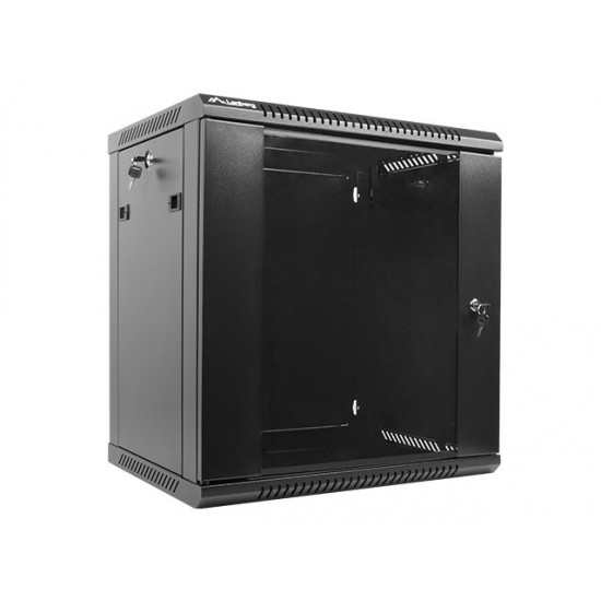 Szafa instalacyjna wisząca 19' 12U 600X450mm czarna (drzwi      szklane)