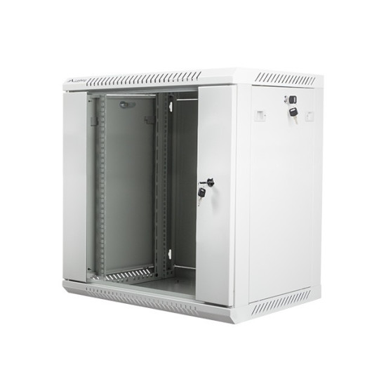 Szafa instalacyjna wisząca 19' 12U 600X450mm szara (drzwi       szklane)