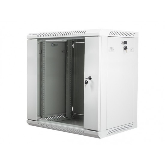 Szafa instalacyjna wisząca 19' 12U 600X450mm szara (drzwi       szklane)