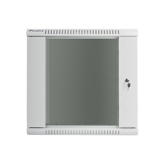 Szafa instalacyjna wisząca 19' 12U 600X450mm szara (drzwi       szklane)