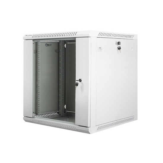 Szafa instalacyjna wisząca 19' 12U 600X600mm szara (drzwi       szklane)