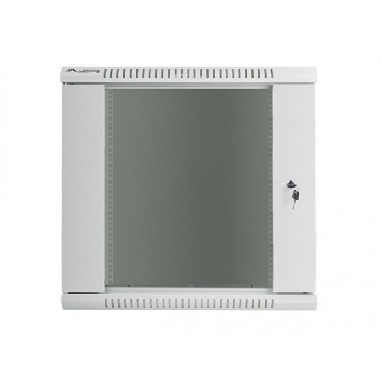 Szafa instalacyjna wisząca 19' 12U 600X600mm szara (drzwi       szklane)