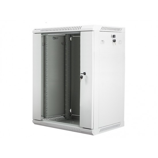 Szafa instalacyjna wisząca 19' 15U 600X450mm szara (drzwi       szklane)