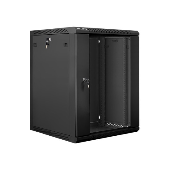 Szafa instalacyjna wisząca 19' 15U 600X600mm czarna (drzwi      szklane)