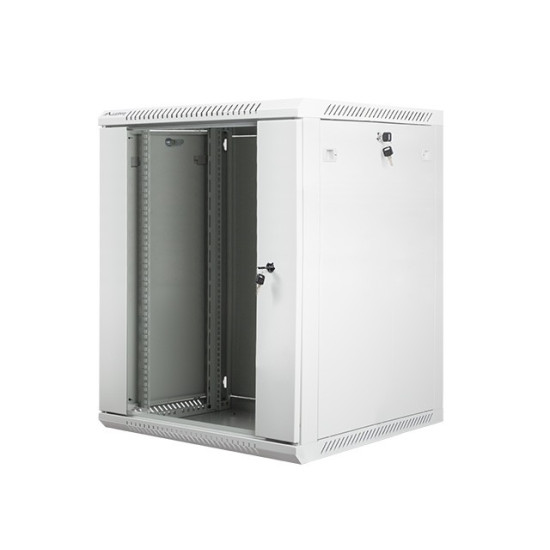 Szafa instalacyjna wisząca 19' 15U 600X600mm szara (drzwi       szklane)