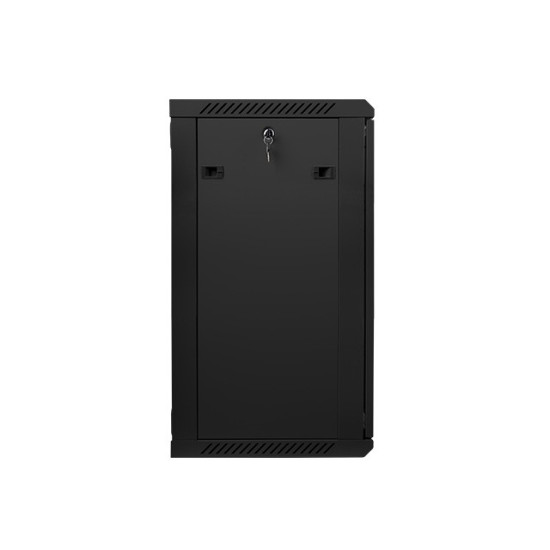 Szafa instalacyjna wisząca 19' 18U 600X450mm czarna (drzwi      szklane)
