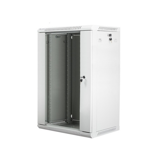 Szafa instalacyjna wisząca 19' 18U 600X450mm szara (drzwi       szklane)