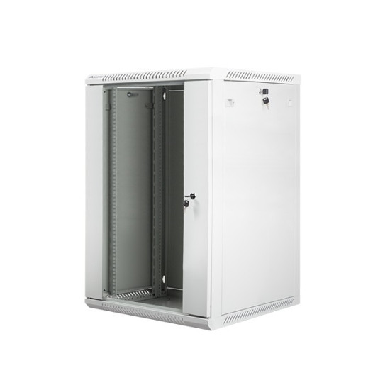 Szafa instalacyjna wisząca 19 18U 600X600mm szara (drzwi szklane)