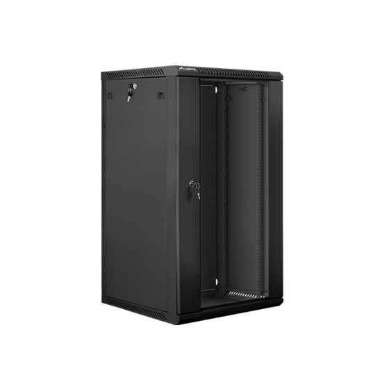 Szafa instalacyjna wisząca 19' 22U 600X600mm czarna (drzwi      szklane)