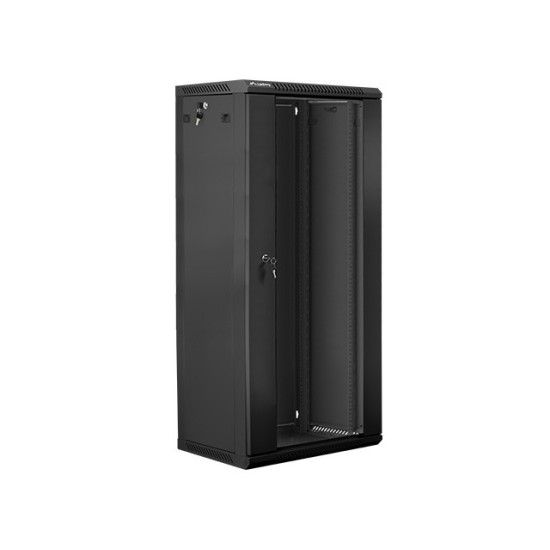 Szafa instalacyjna wisząca 19' 27U 600X450mm czarna (drzwi      szklane)
