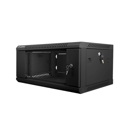 Szafa instalacyjna wisząca 19' 4U 600X450mm czarna (drzwi       szklane)