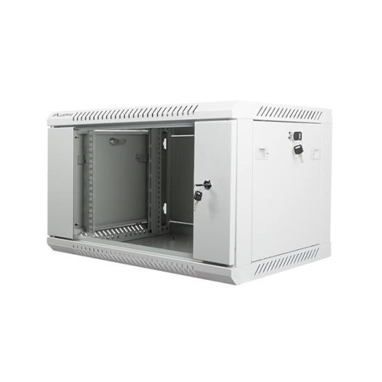 Szafa instalacyjna wisząca 19' 6U 600X450mm szara (drzwi        szklane)