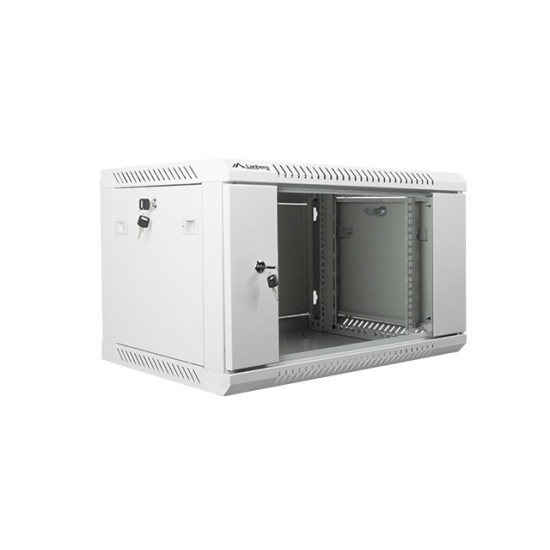 Szafa instalacyjna wisząca 19' 6U 600X450mm szara (drzwi        szklane)