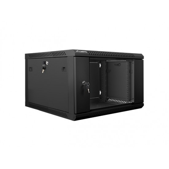 Szafa instalacyjna wisząca 19' 6U 600X600mm czarna (drzwi       szklane)