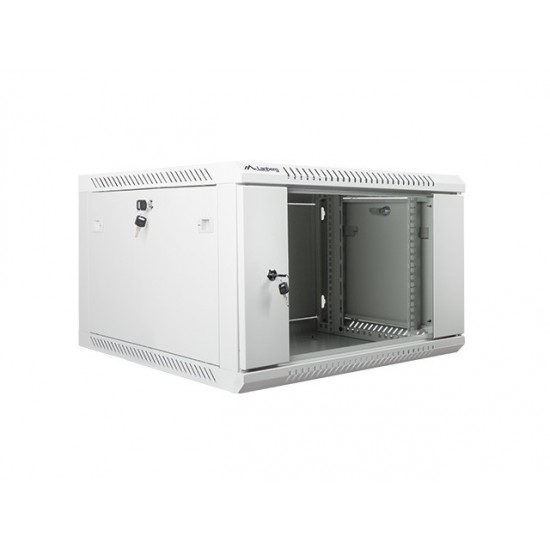 Szafa instalacyjna wisząca 19' 6U 600X600mm szara (drzwi        szklane)