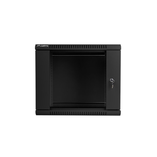 Szafa instalacyjna wisząca 19' 9U 600X450mm czarna (drzwi       szklane)