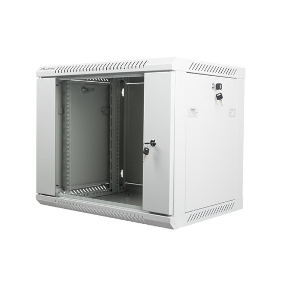 Szafa instalacyjna wisząca 19' 9U 600X450mm szara (drzwi        szklane)