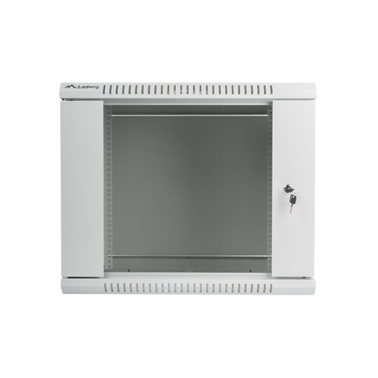 Szafa instalacyjna wisząca 19' 9U 600X450mm szara (drzwi        szklane)