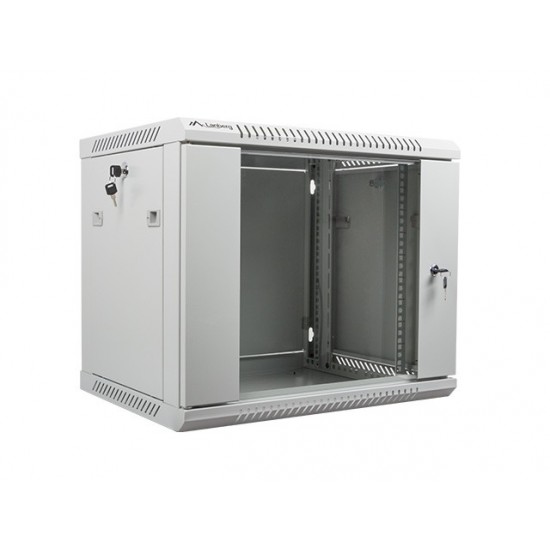 Szafa instalacyjna wisząca 19' 9U 600X450mm szara (drzwi        szklane)