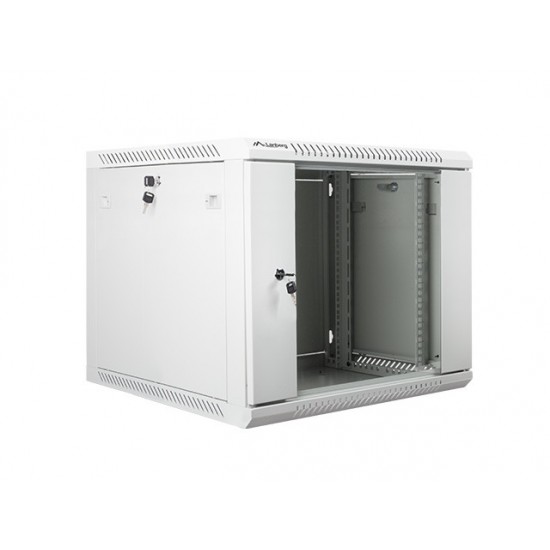Szafa instalacyjna wisząca 19' 9U 600X600mm szara (drzwi        szklane)