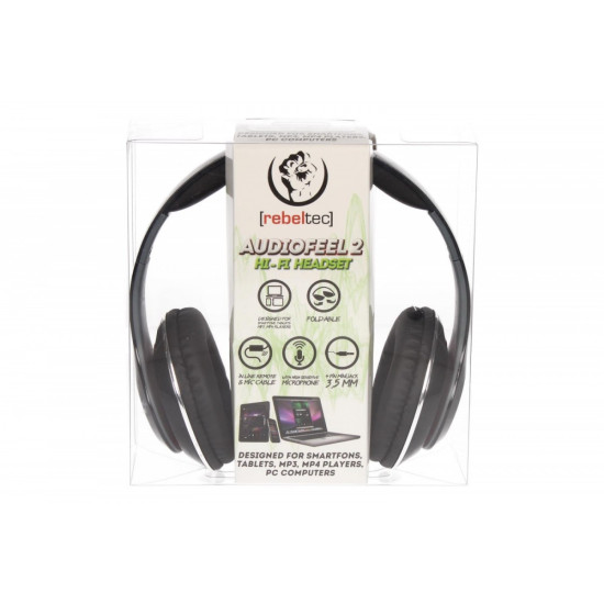 Słuchawki stereo z mikrofonem, 4pin mini jack AUDIOFEEL2 BLACK