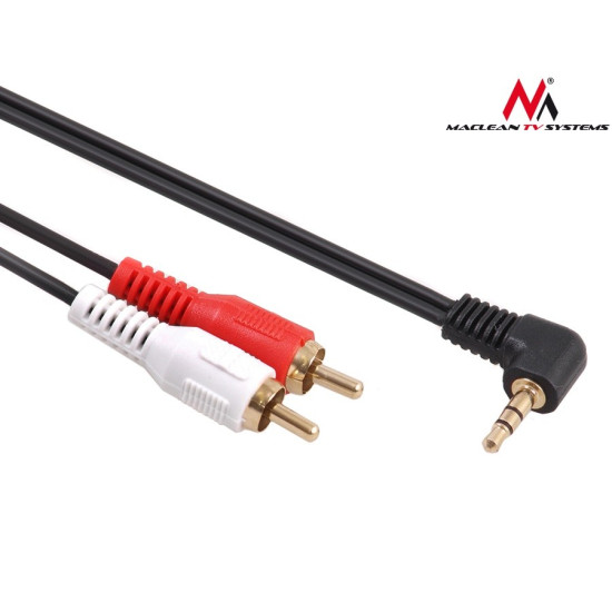 Przewód mini jack 3,5mm kątowy 2RCA 1m MCTV-824 Czarny