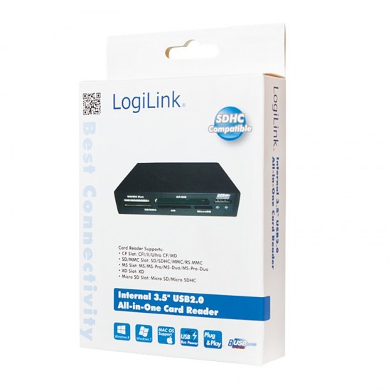 Czytnik kart pamięci, USB2.0, wewnętrzny 3,5 Czytnik kart pamięci, USB2.0, wewnętrzny 3,5