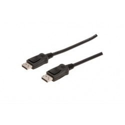 Kabel połączeniowy DisplayPort z zatrzaskami 4K 60Hz UHD Typ DP/DP M/M czarny 1m