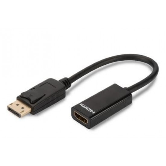 Kabel adapter Displayport z zatrzaskiem 1080p 60Hz FHD Typ DP/HDMI A M/Ż czarny 0,15m