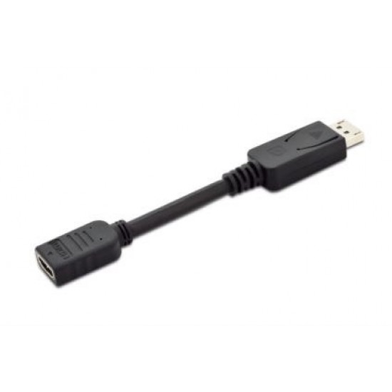 Kabel adapter Displayport z zatrzaskiem 1080p 60Hz FHD Typ DP/HDMI A M/Ż czarny 0,15m