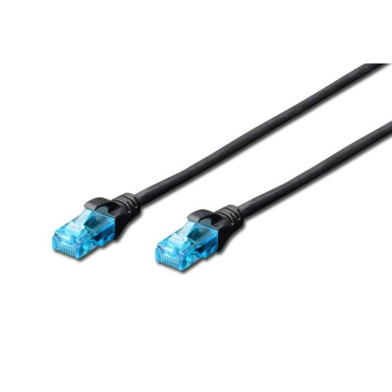 Patch cord U/UTP kat.5e PVC 0,25m Czarny 