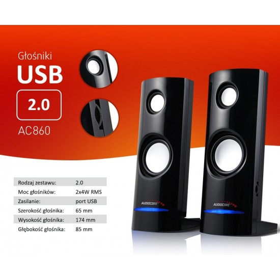 Głośniki komputerowe 8W USB AC860