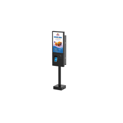 Single sided Microtouch QSR kiosk w/scanner. Black