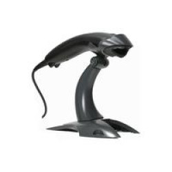 Voyager 1200g Scanning, USB Kit: 1D, black scanner  1200g-2 , rigid presentation stand  STND-19R02-002-4 , USBType A 3m coiled cable  CBL-500-300-C00  and documentation.