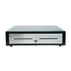CD4-1616BKSS88-S2 16in Black CASH DRAWER with SS front 8 Bill 8 Coin with 2 media slots